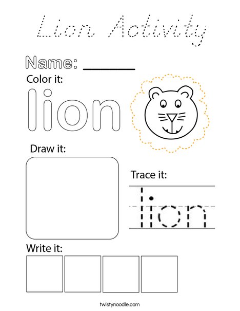 Lion Activity Coloring Page