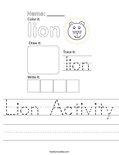 Lion Activity Worksheet