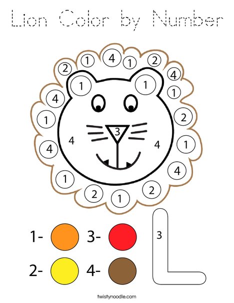 Lion Color by Number Coloring Page