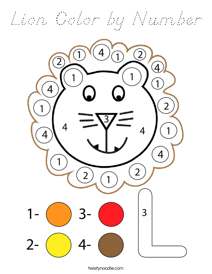 Lion Color by Number Coloring Page