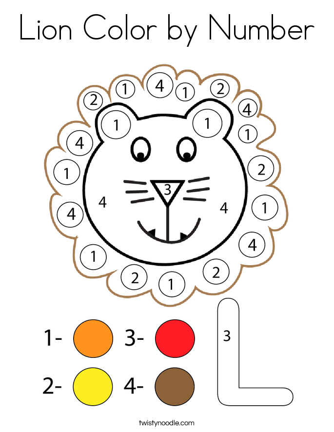Lion Color by Number Coloring Page