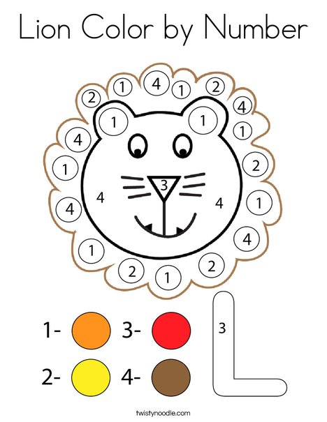 Lion Color by Number Coloring Page