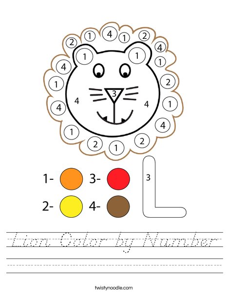 Lion Color by Number Worksheet