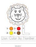 Lion Color by Number Worksheet