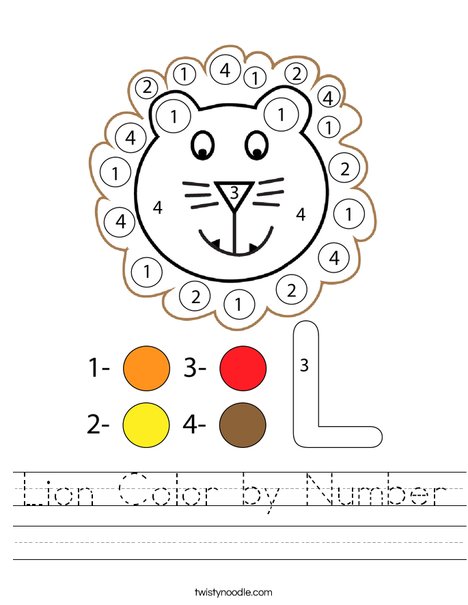 Lion Color by Number Worksheet