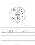 Lion Puzzle Handwriting Sheet