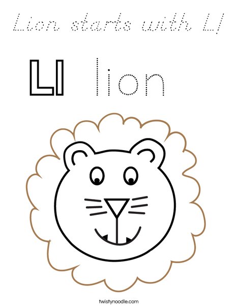Lion starts with L! Coloring Page