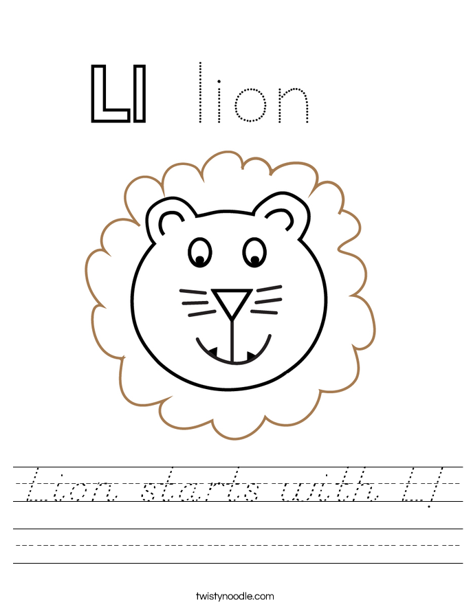 Lion starts with L! Worksheet