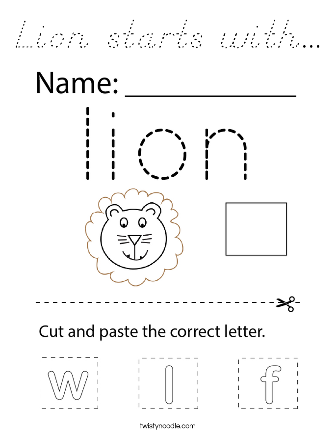 Lion starts with... Coloring Page