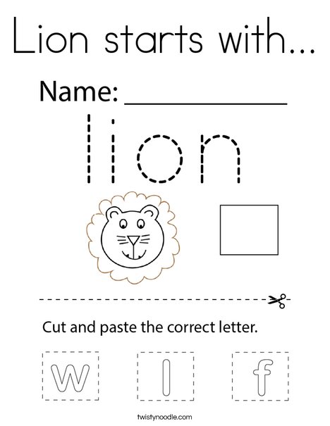 Lion starts with... Coloring Page