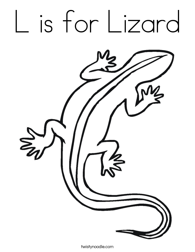 L is for Lizard Coloring Page