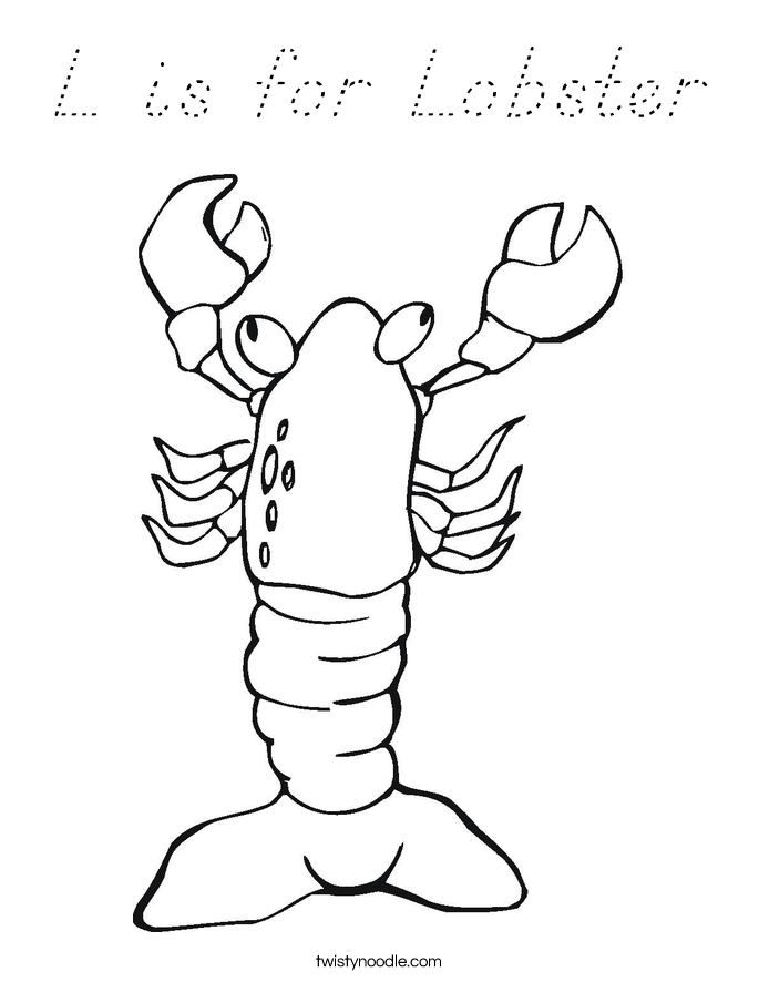 L is for Lobster Coloring Page