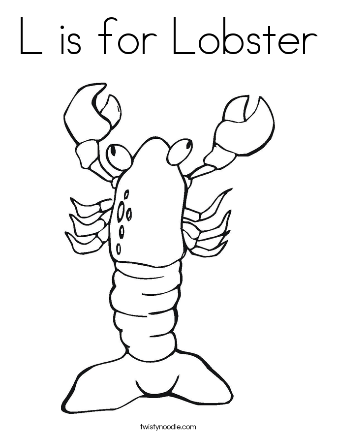 L is for Lobster Coloring Page