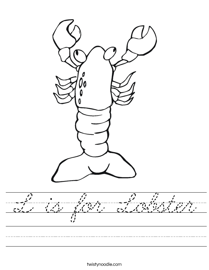 L is for Lobster Worksheet