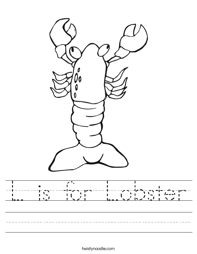 L is for Lobster Worksheet