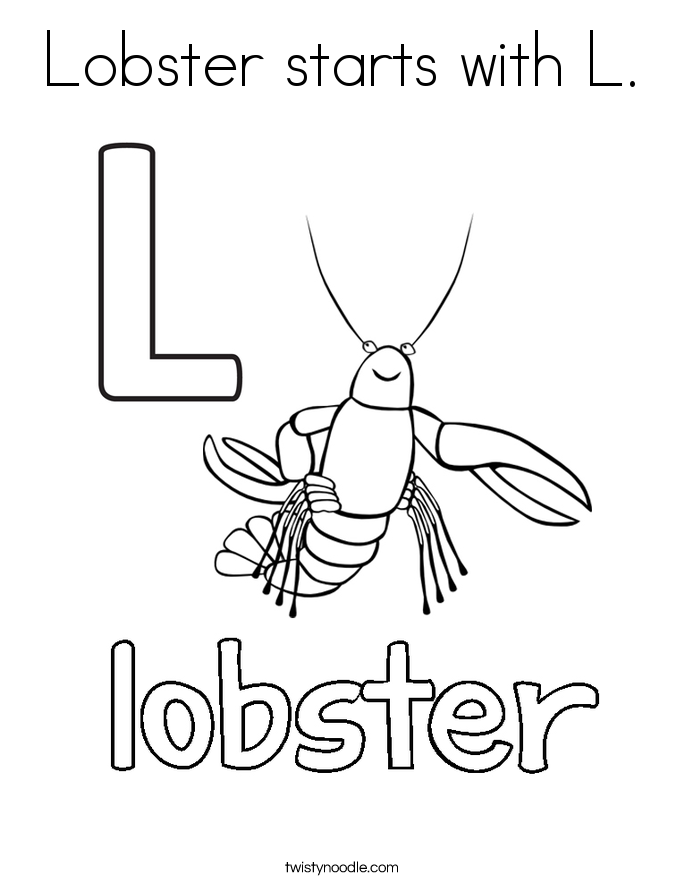 Lobster starts with L Coloring Page - Twisty Noodle