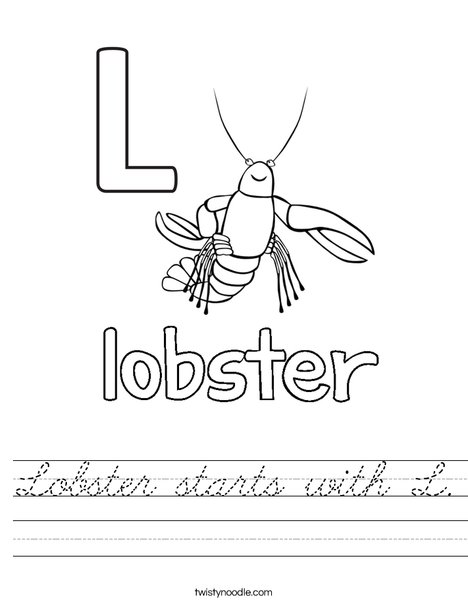 Lobster starts with L. Worksheet