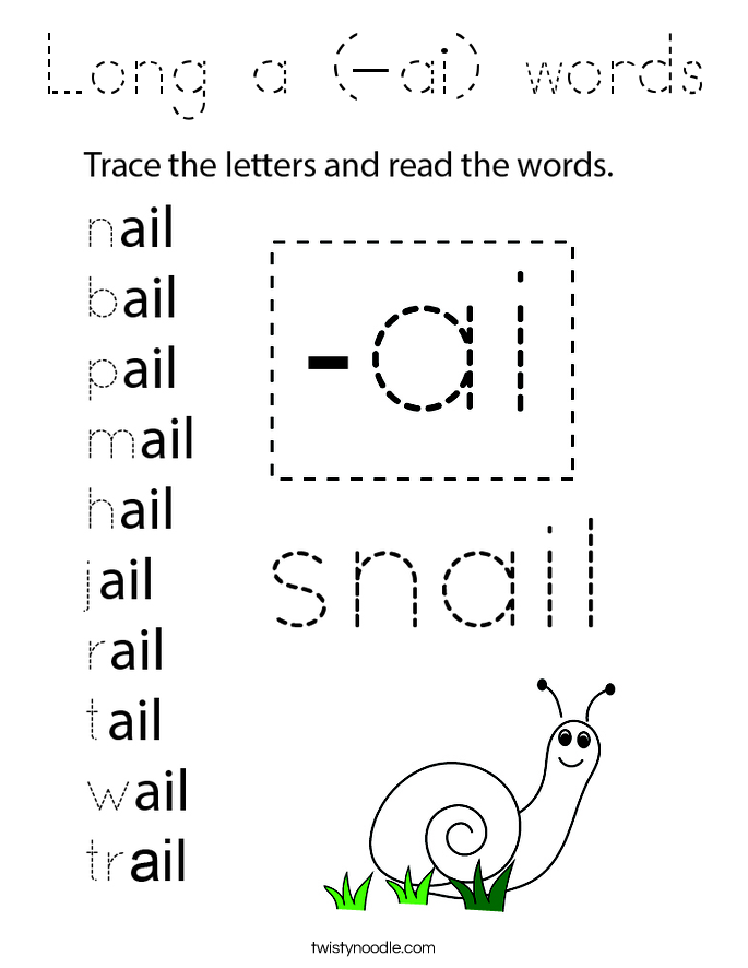 Long a (-ai) words Coloring Page
