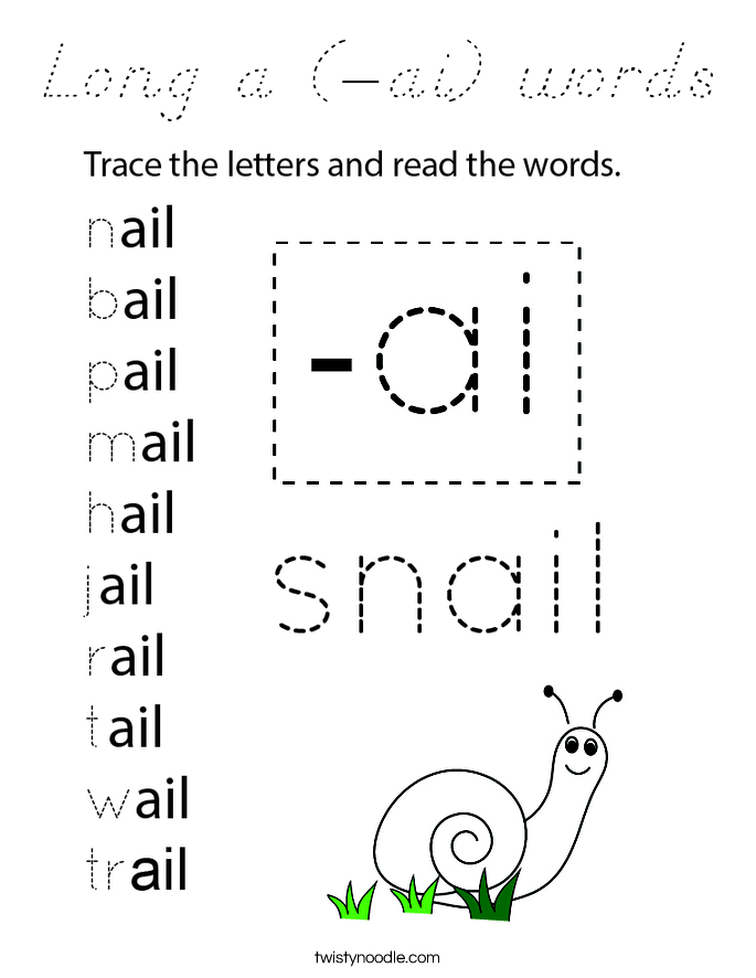 Long a (-ai) words Coloring Page