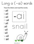 Long a (-ai) words Coloring Page