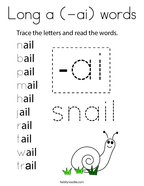 Long a (-ai) words Coloring Page