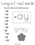 Long a (-ay) words Coloring Page