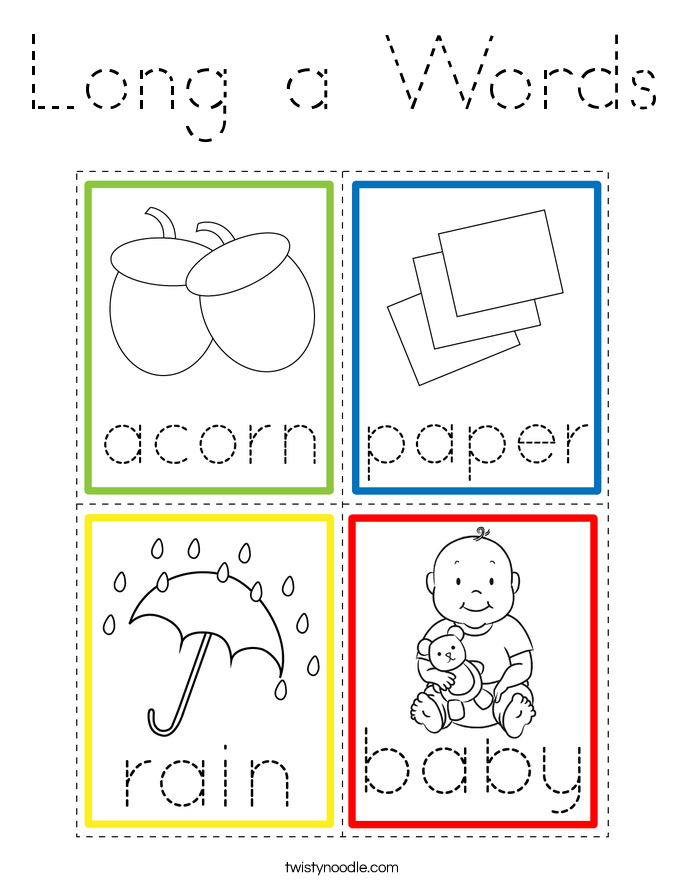 Long a Words Coloring Page
