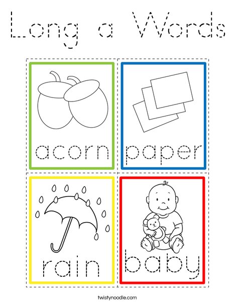 Long a Words Coloring Page