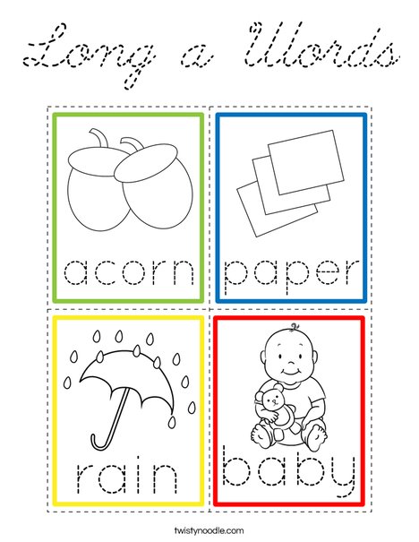 Long a Words Coloring Page