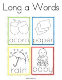 Long a Words Coloring Page