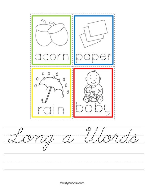 Long a Words Worksheet