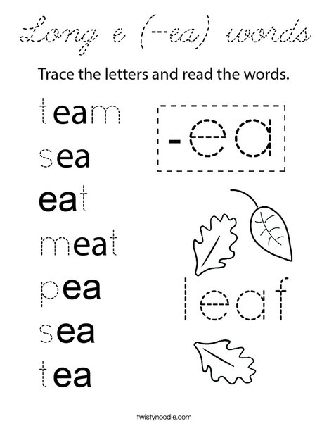 Long e (-ea) words Coloring Page