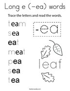 Long e (-ea) words Coloring Page