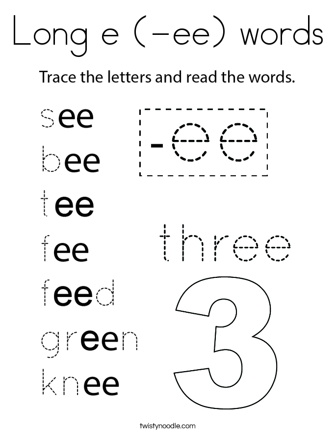 Long e (-ee) words Coloring Page