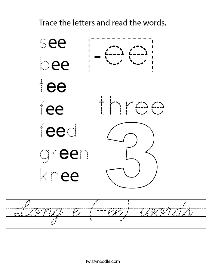 Long e (-ee) words Worksheet