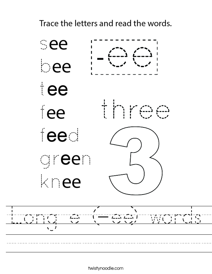 Long e (-ee) words Worksheet