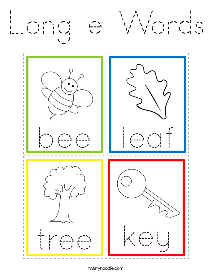 Long e Words Coloring Page