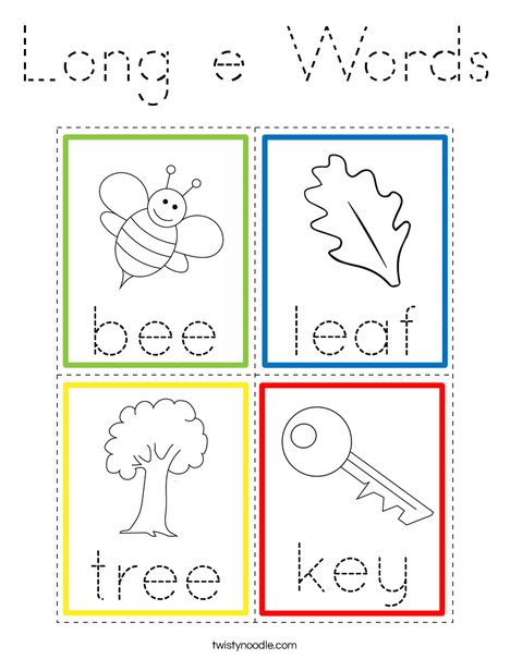 Long e Words Coloring Page