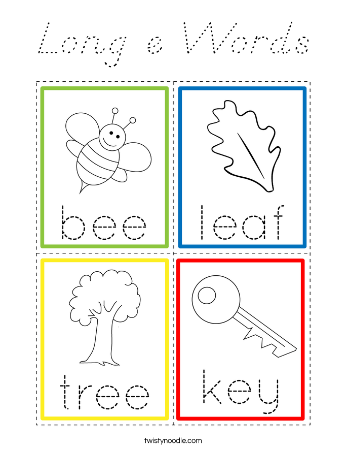 Long e Words Coloring Page