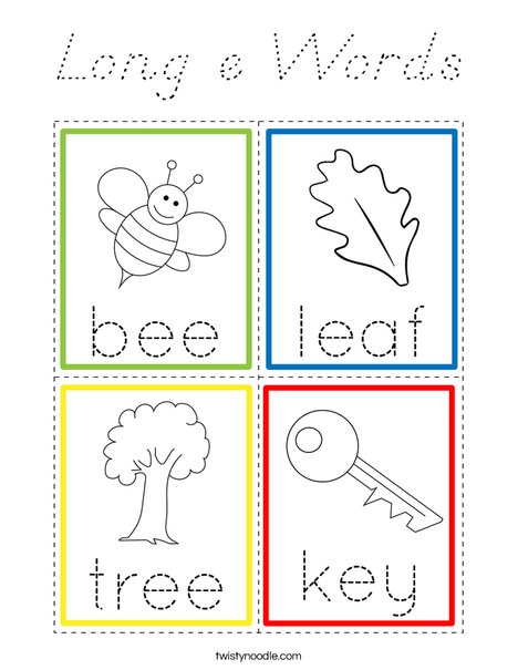 Long e Words Coloring Page
