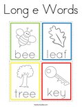 Long e Words Coloring Page