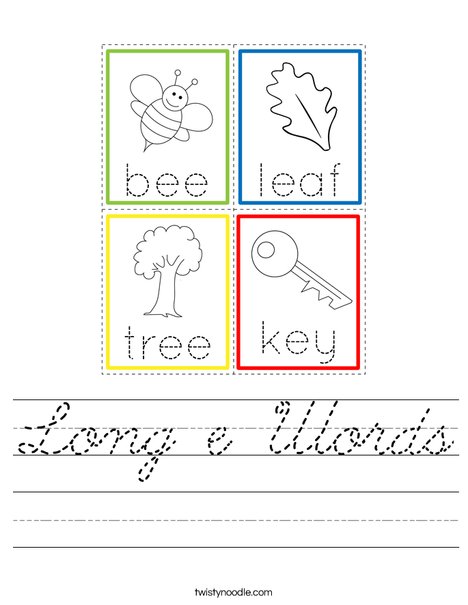 Long e Words Worksheet