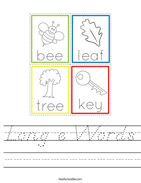 Long e Words Worksheet