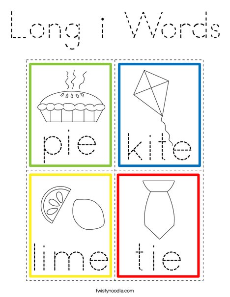Long i Words Coloring Page