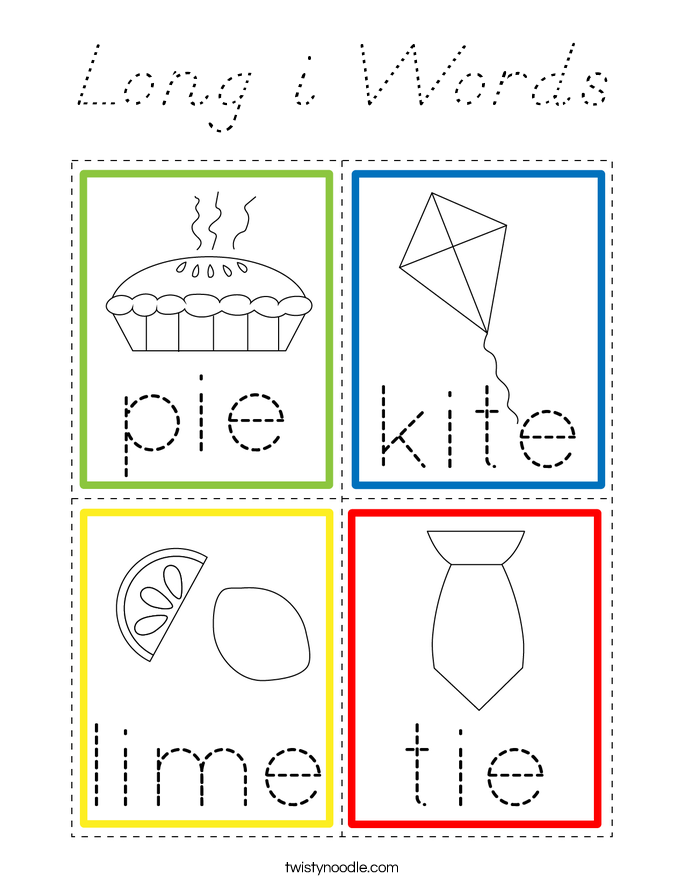 Long i Words Coloring Page