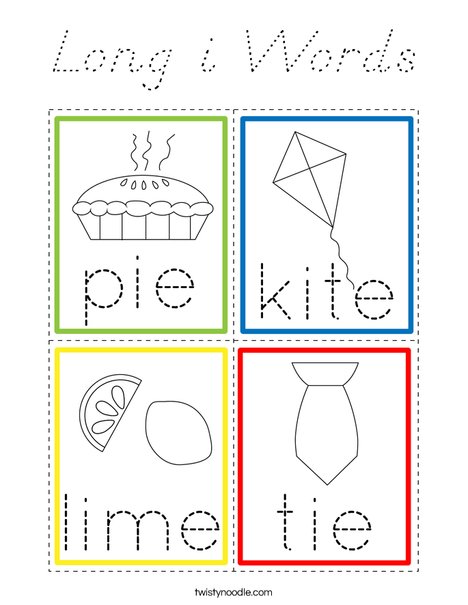 Long i Words Coloring Page