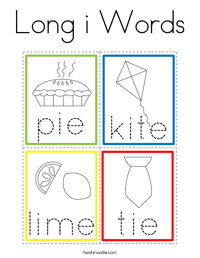 Long i Words Coloring Page