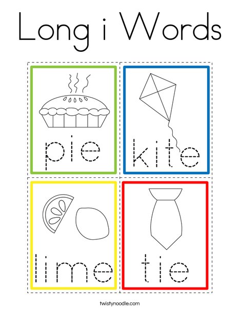 Long i Words Coloring Page