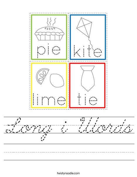 Long i Words Worksheet