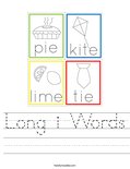 Long i Words Worksheet